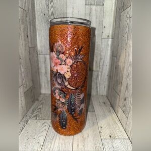 Copper/Orange Glitter Dreamcatcher Tumbler